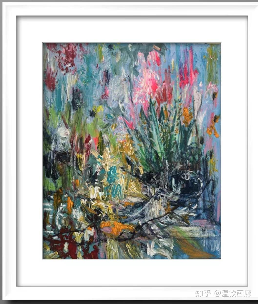 聂伟平抽象表现主义油画,现代花卉油画