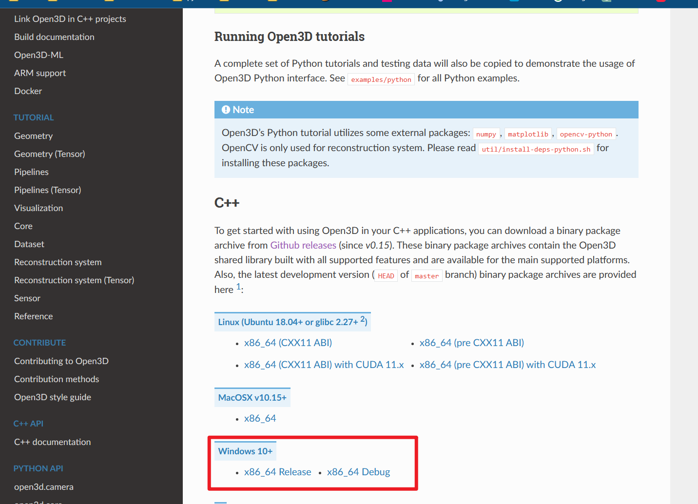 Vs2022 open3d win10 