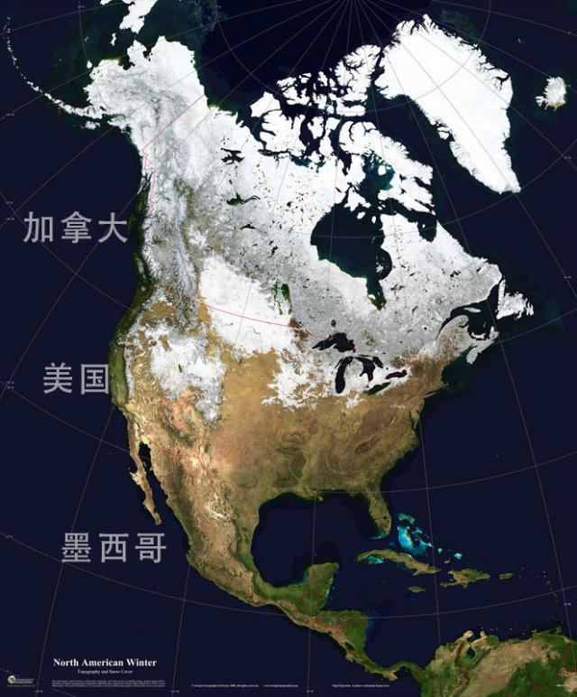 而北美的大部分海岸线以宽阔的海洋与其他大陆隔离开,这使得一旦北美