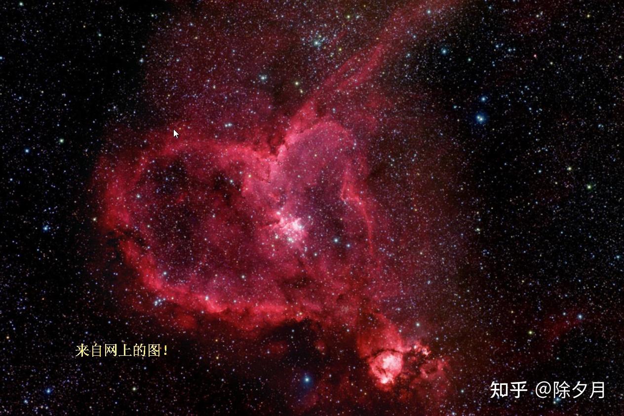 就选个发射星云吧,双窄带滤镜就适合拍红色的发射星云,选个心脏星云