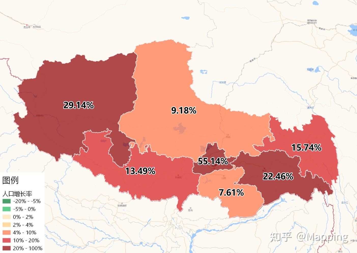 第七次人口普查分省人口增長率地圖地市級