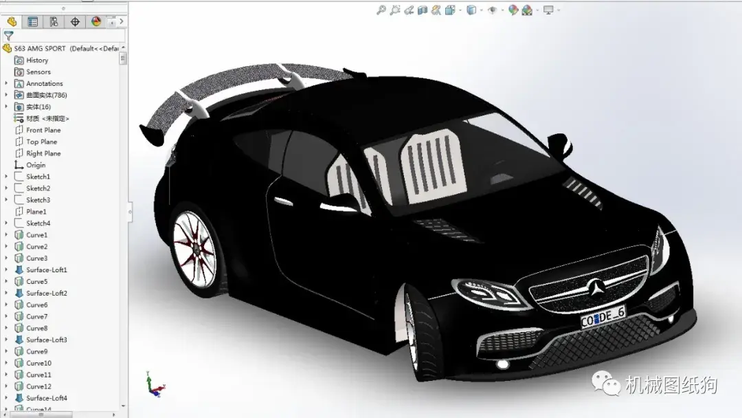 汽車轎車mercedessurface奔馳轎車曲面造型3d圖紙solidworks設計