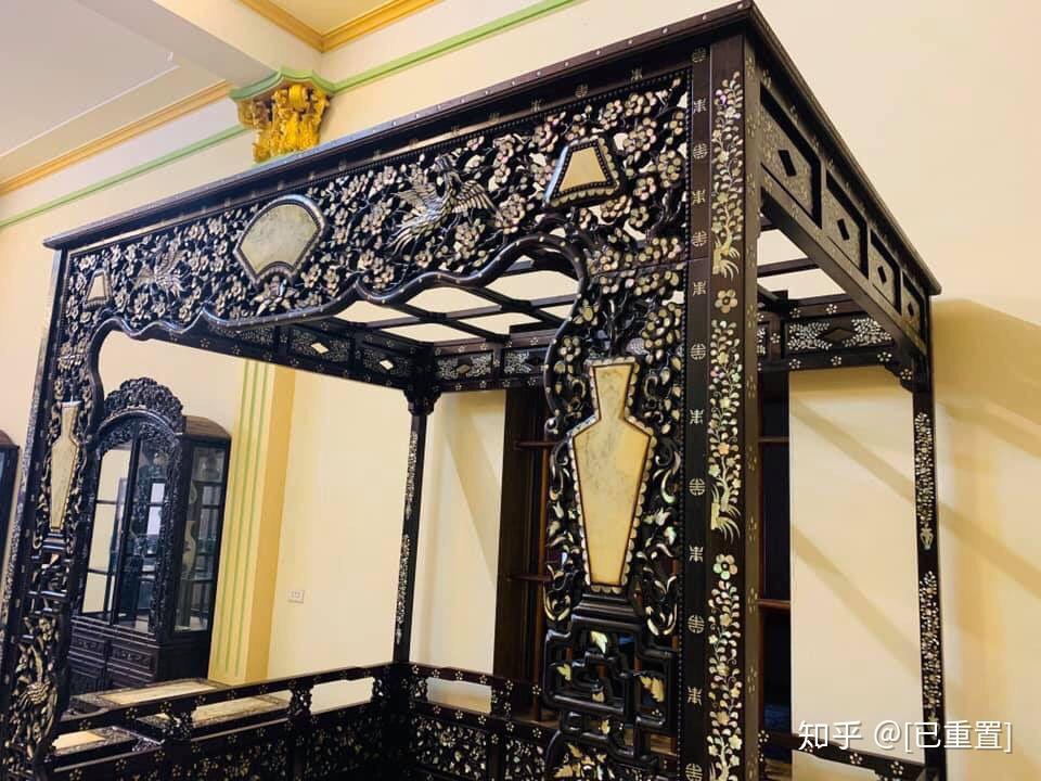 红木老家具贝雕系列之一贝雕公主床