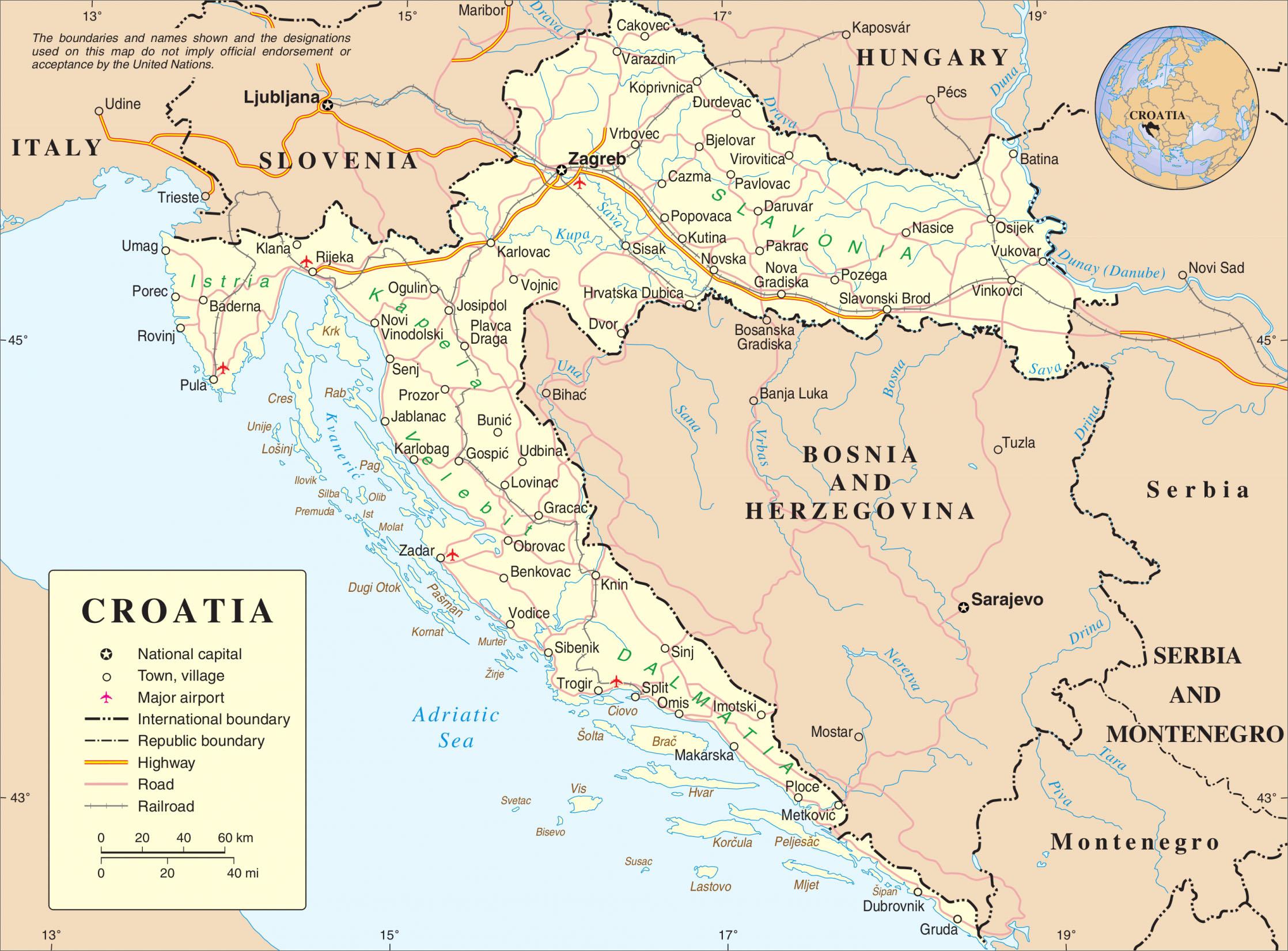 克罗地亚地图位置图片