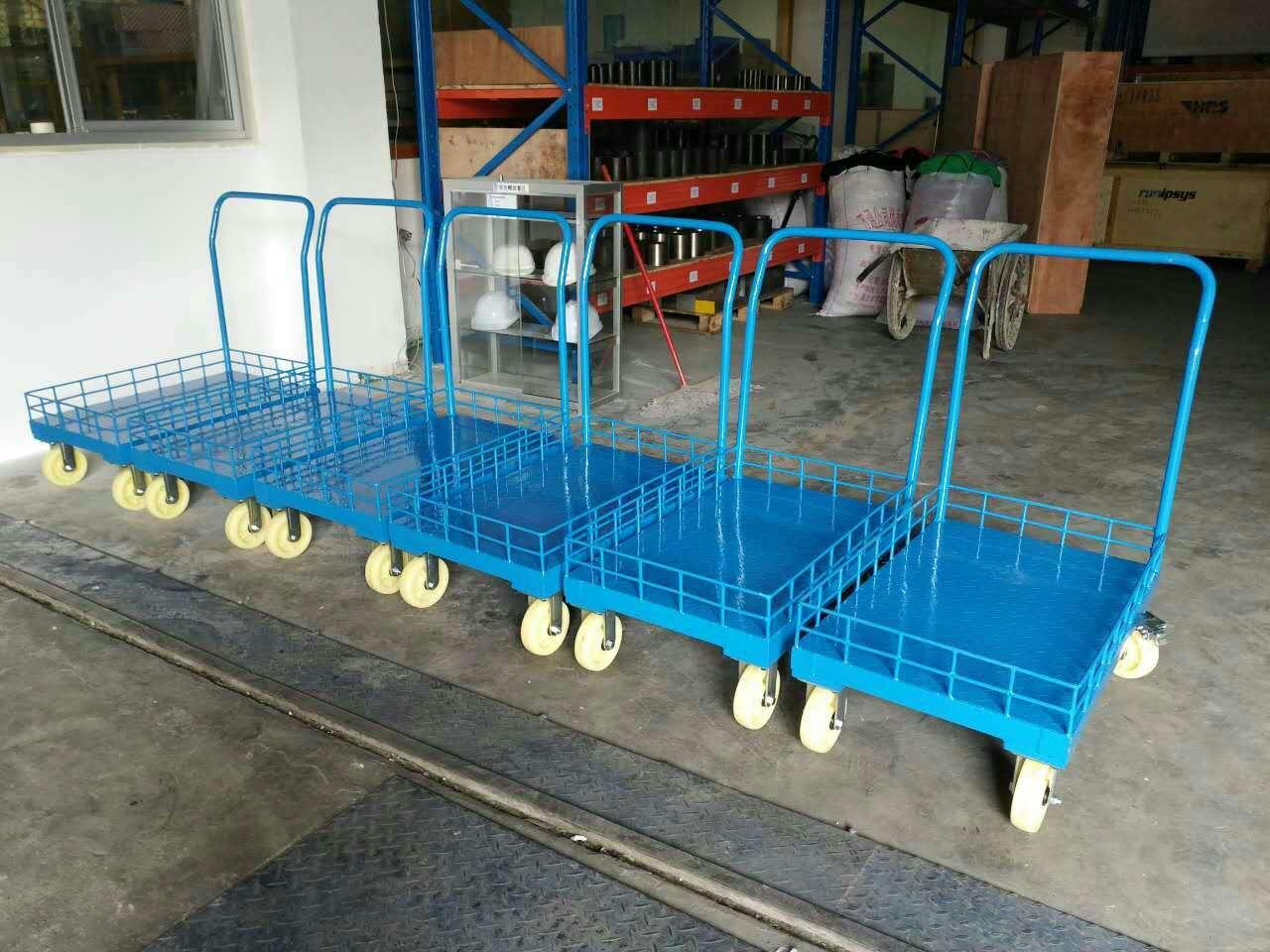 a工业重型手推车双层铁板搬运车移动物料周转车