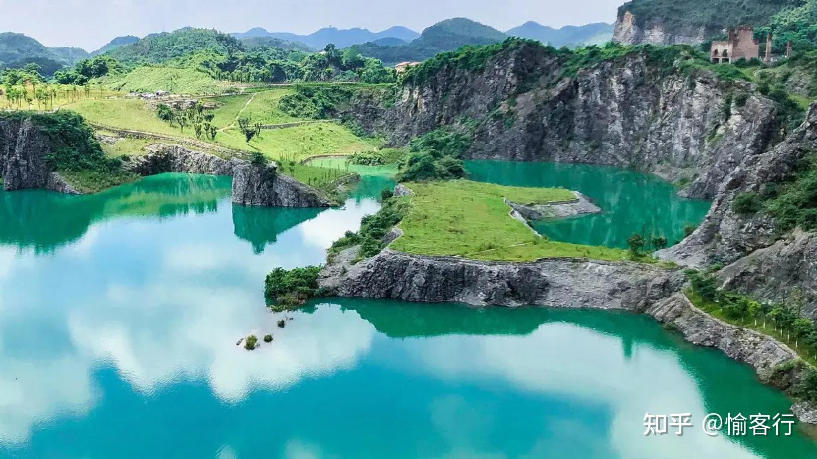 4k航拍重庆渝北矿山公园湖水自然风景视频特效素材-千库网