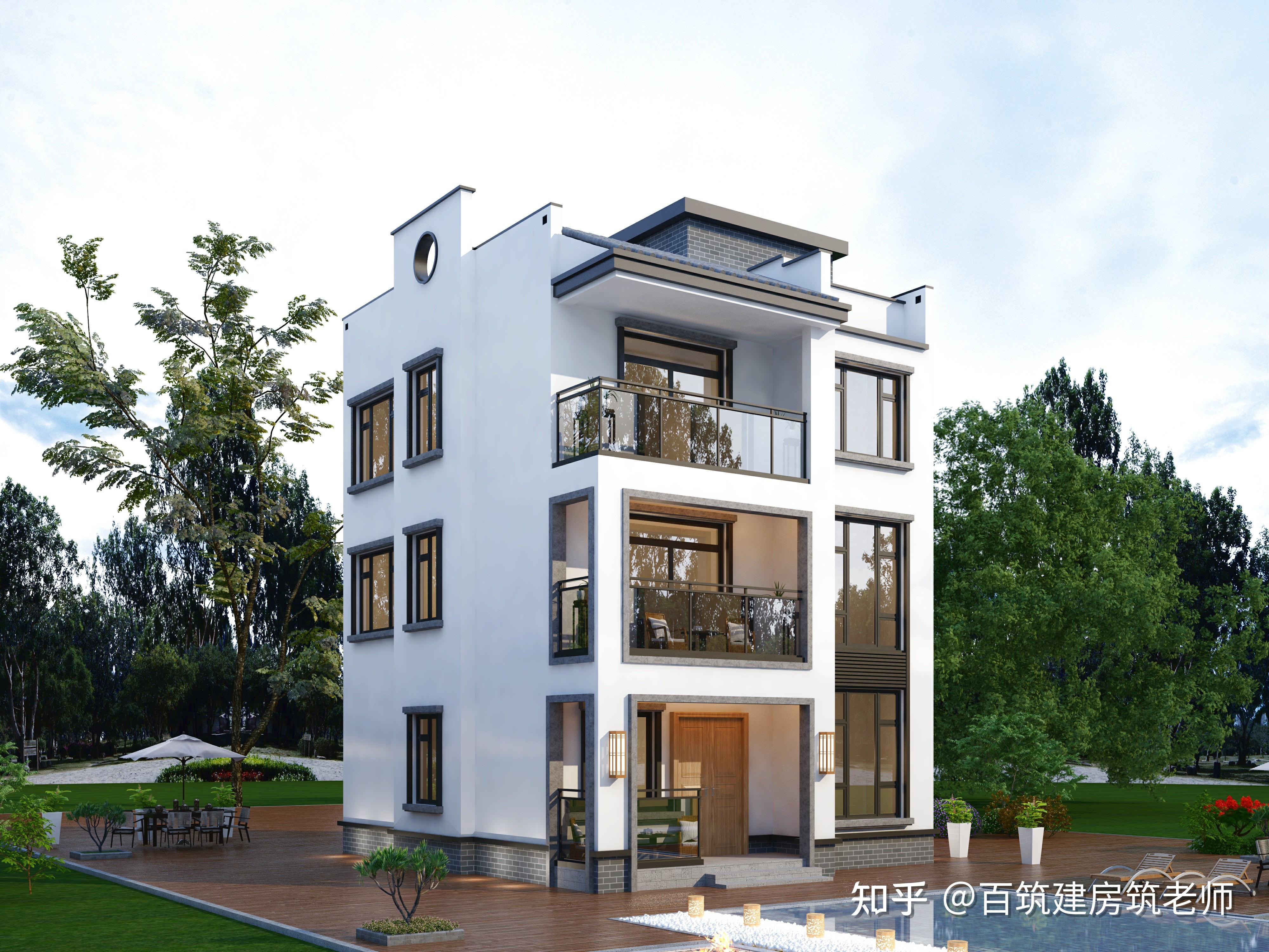新中式三层自建房是时候展示一下中式建筑的美了