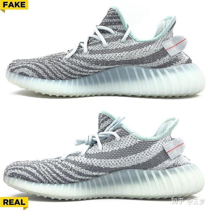 yeezy350v2冰蓝斑马椰子的真假对比鉴定