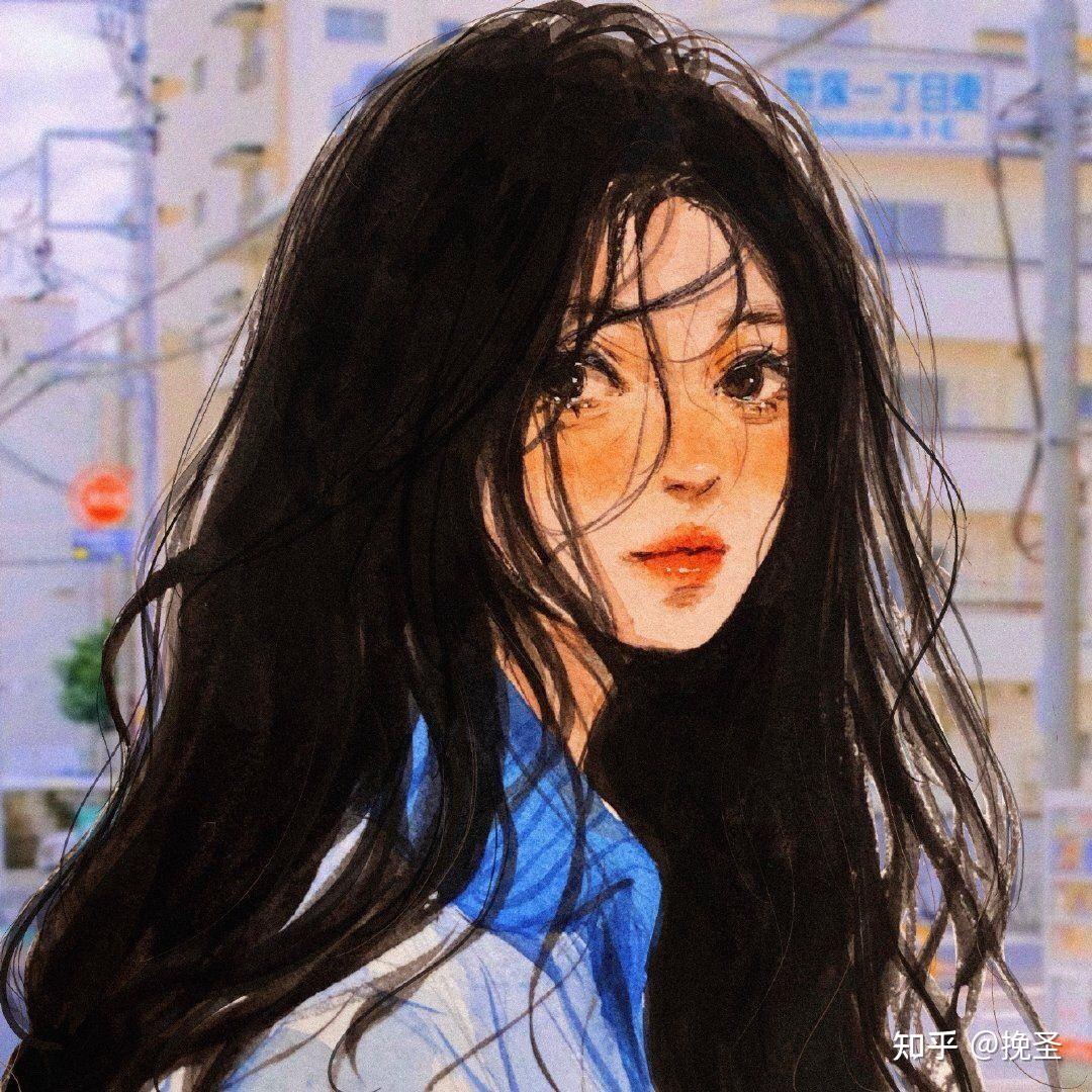 有没有长卷发超级温柔的动漫女生头像