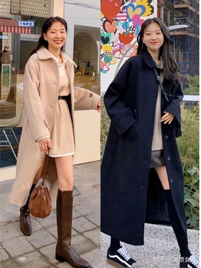 韩国女生冬季大衣穿搭