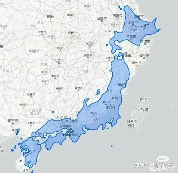 日本的规模相当于中国东南沿海各省