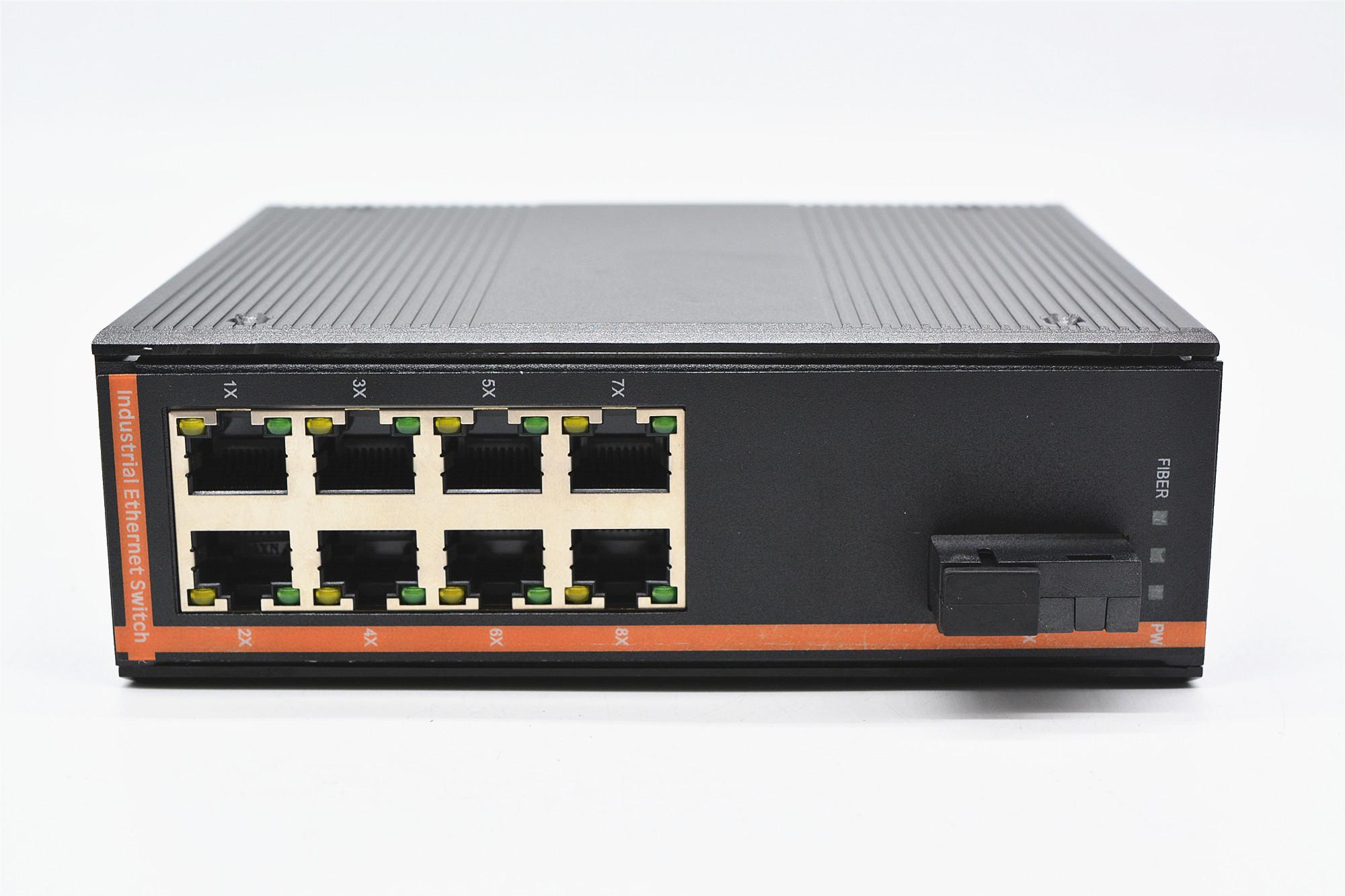 8口百兆非网管工业级导轨式光纤收发器百兆1光2电工业级光纤收发器