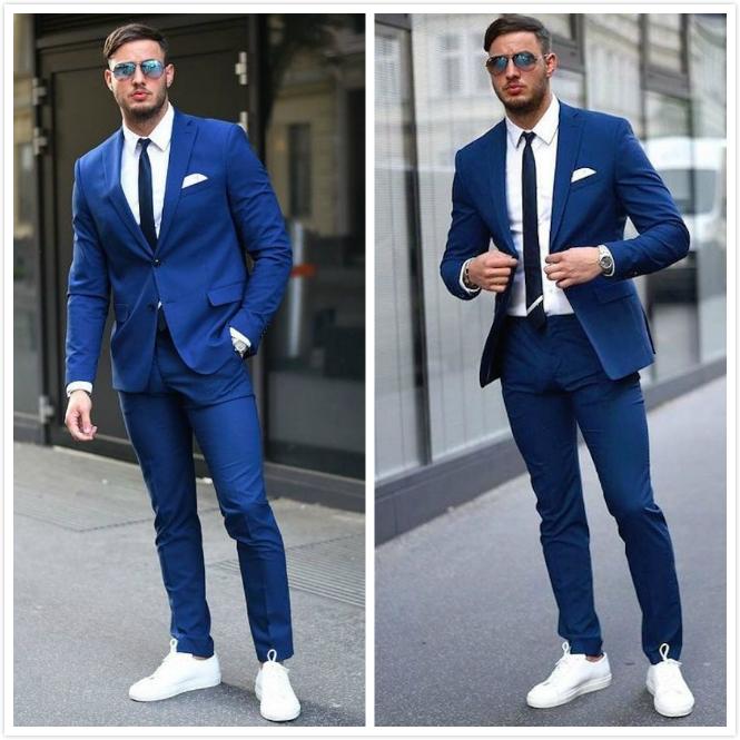 时髦又不失绅士气质的蓝色西装和衬衫的几种搭配! 