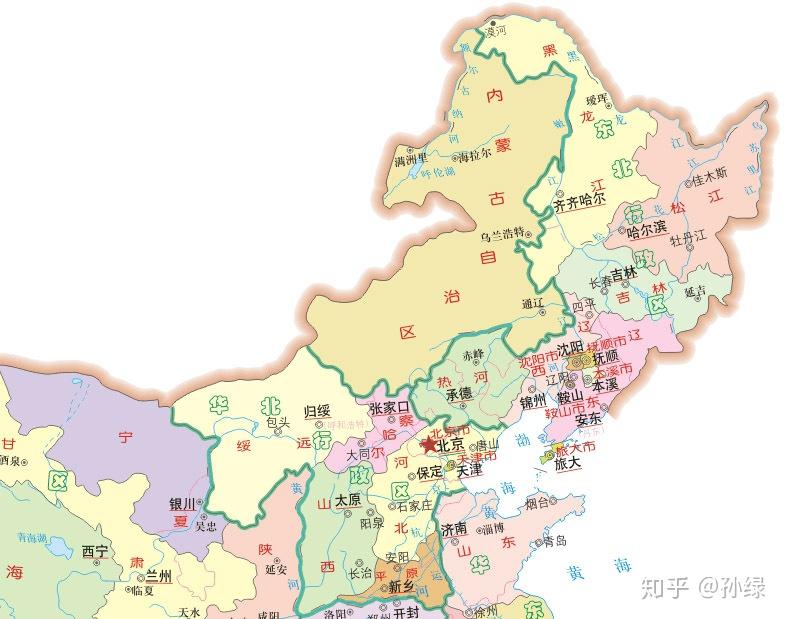 中国北方地区简图图片