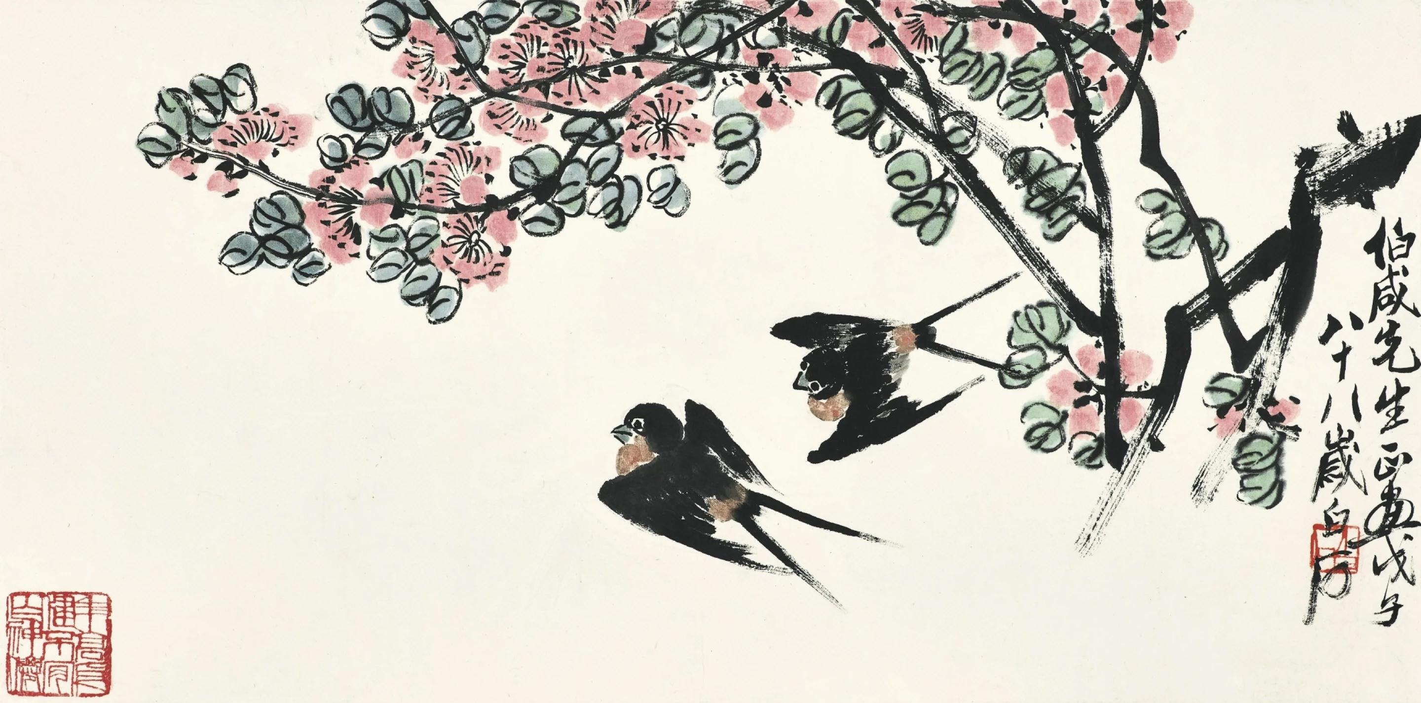 桃花开,燕归来,国画大师画中好春光 