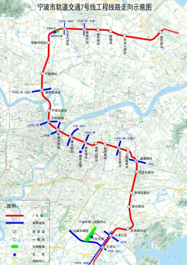 宁波地铁7号线九龙大道站可换乘宁慈线到杭州湾新区