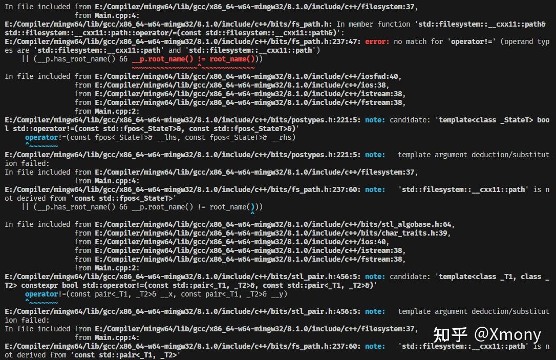 MinGW中使用c++17的filesystem库，大量报错的解决 - 知乎