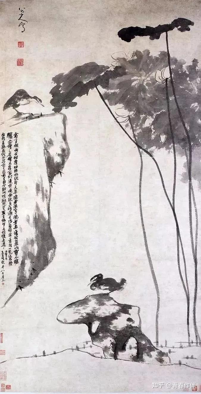 八大山人（朱耷）的水墨荷花，清凉世界！ - 知乎