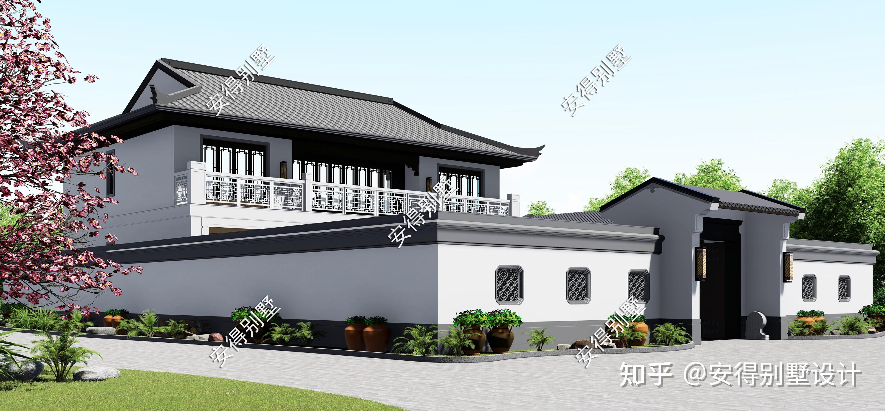 合院别墅六:一款现代中式风格别墅,利用简单现代手法突显中式韵味