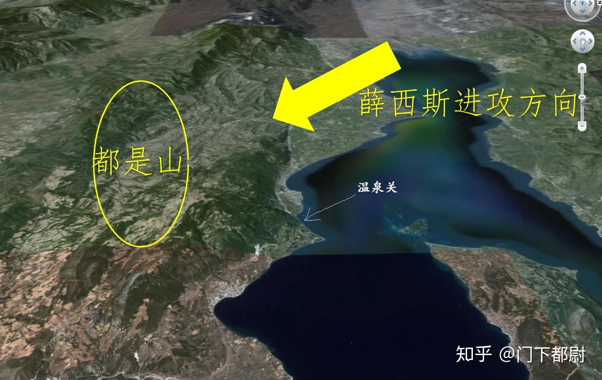 温泉关周边地形图,如果薛西斯不拿下这里,那么他的军队就必须翻山越岭