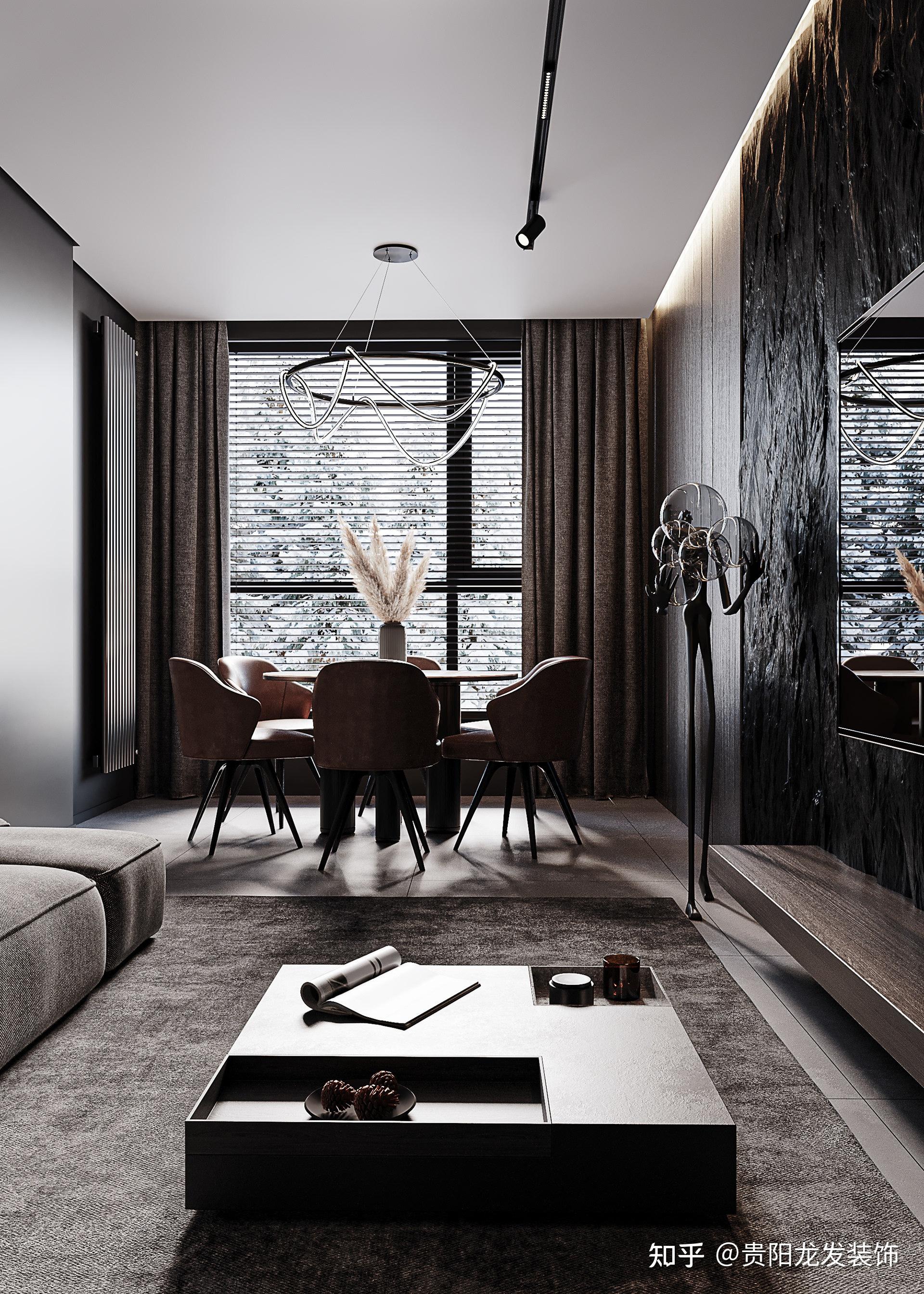黑色系公寓设计质感与氛围的升华
