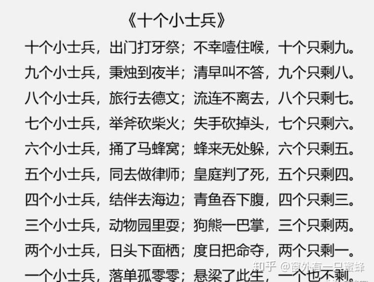 豪宅中各个房间挂着一首童谣《十个小士兵,而这首童谣成了死亡咒语.