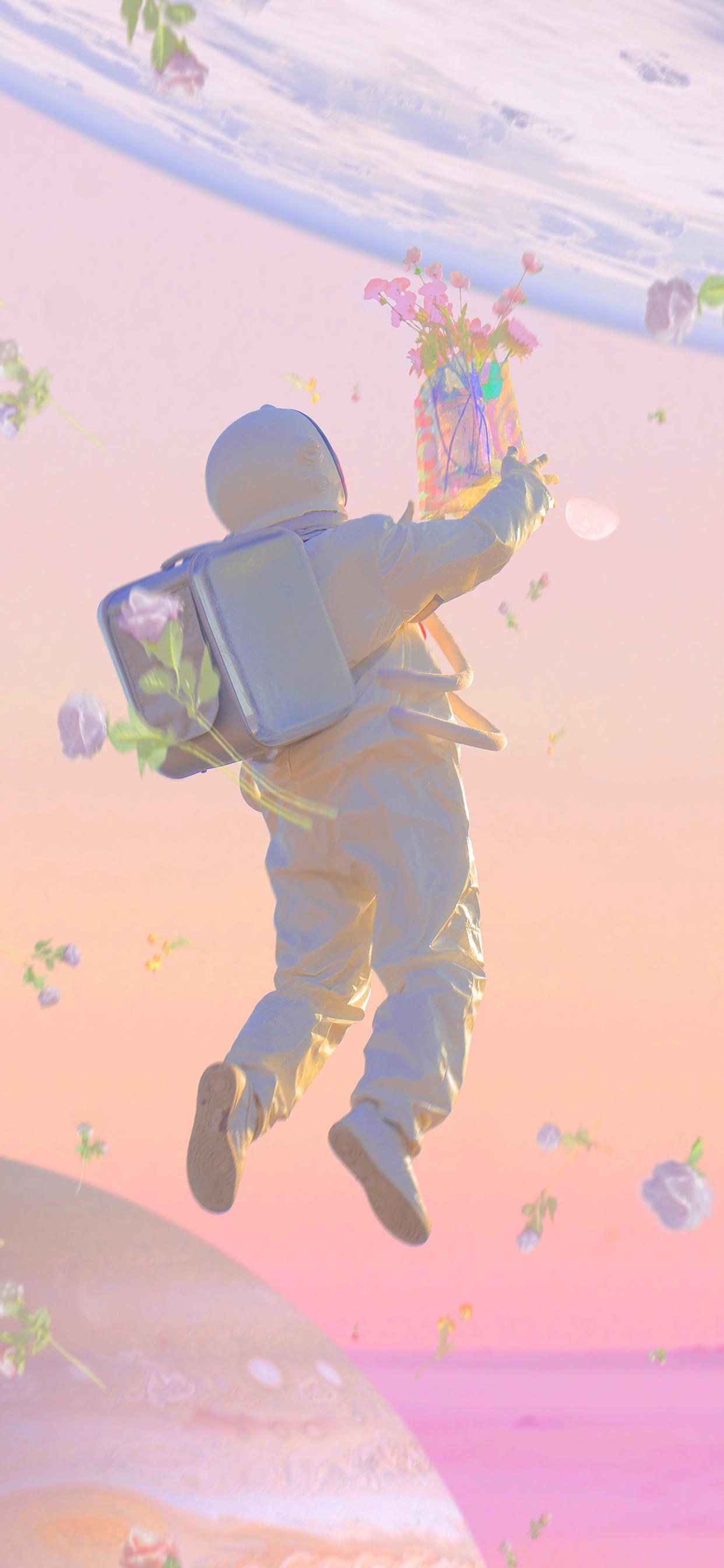 可以帮我找一张宇航员透过头盔对着地球伸手的图片吗