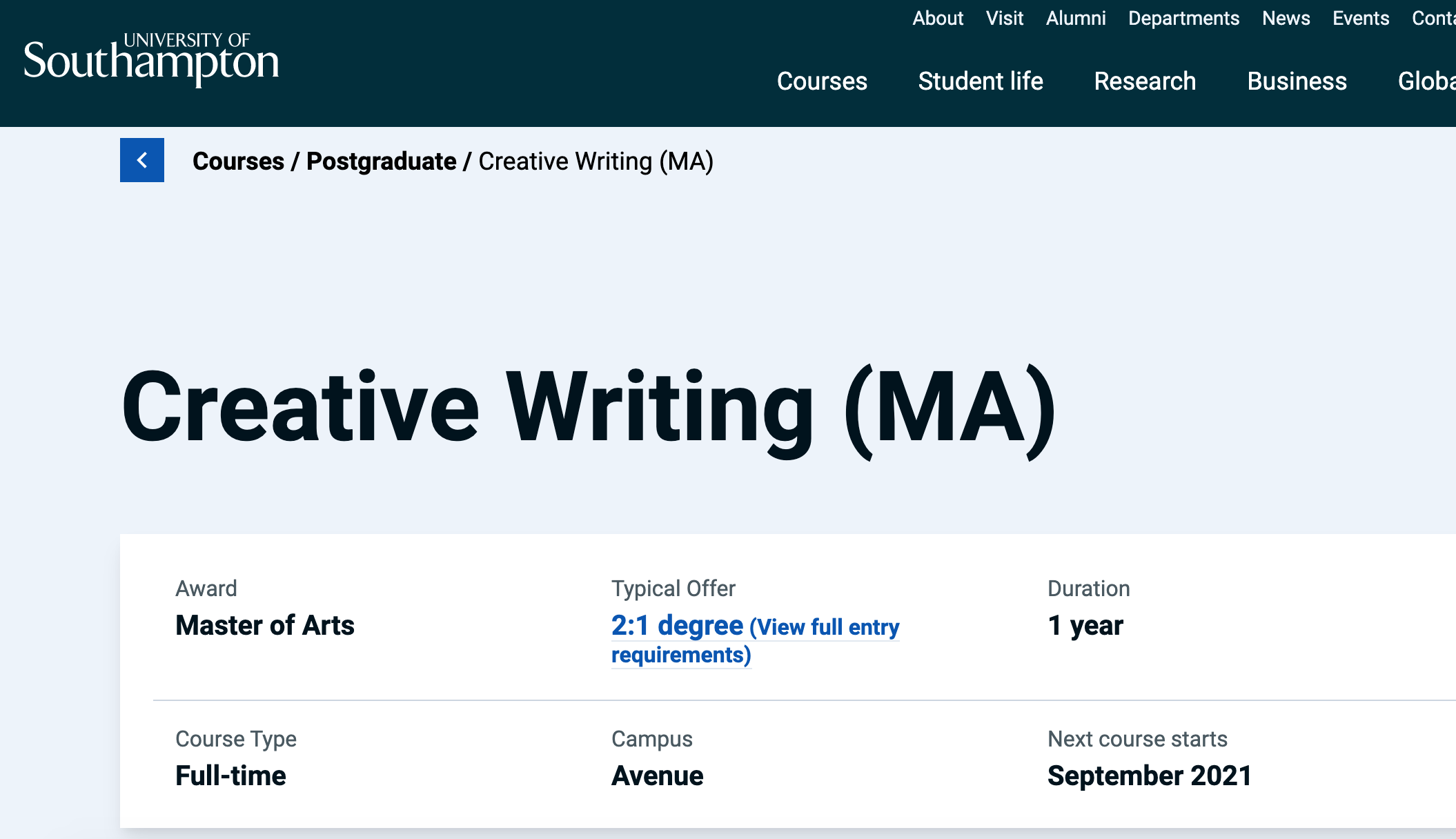 ma creative writing oxford university
