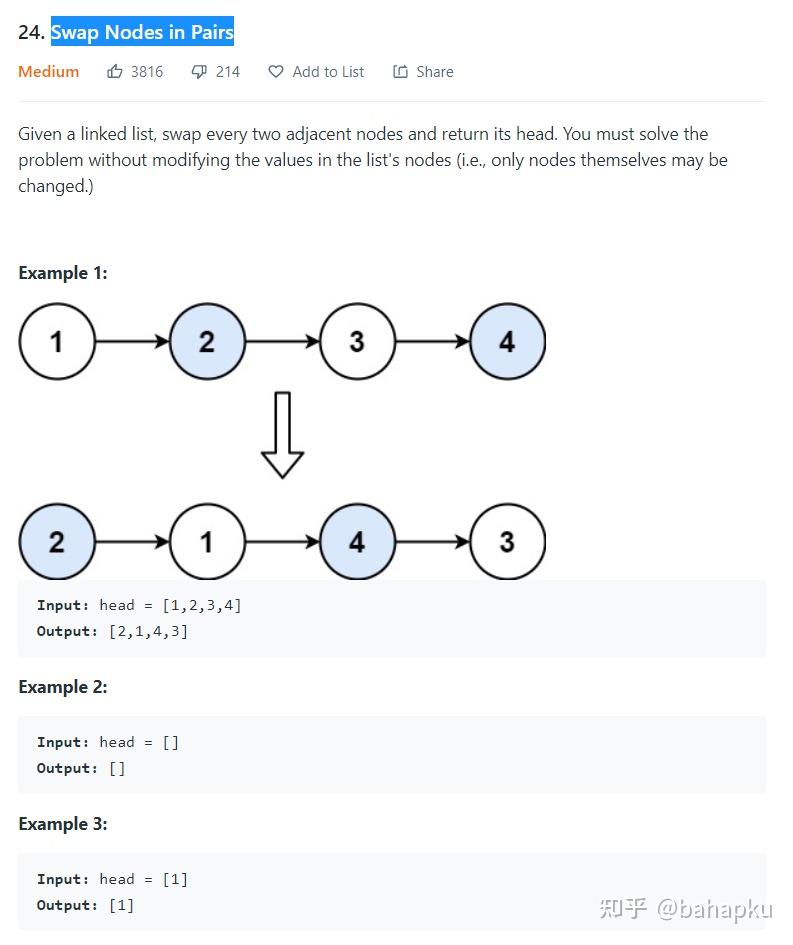 Leetcode---->7. linked list operation: Swap Nodes in Pairs - 知乎