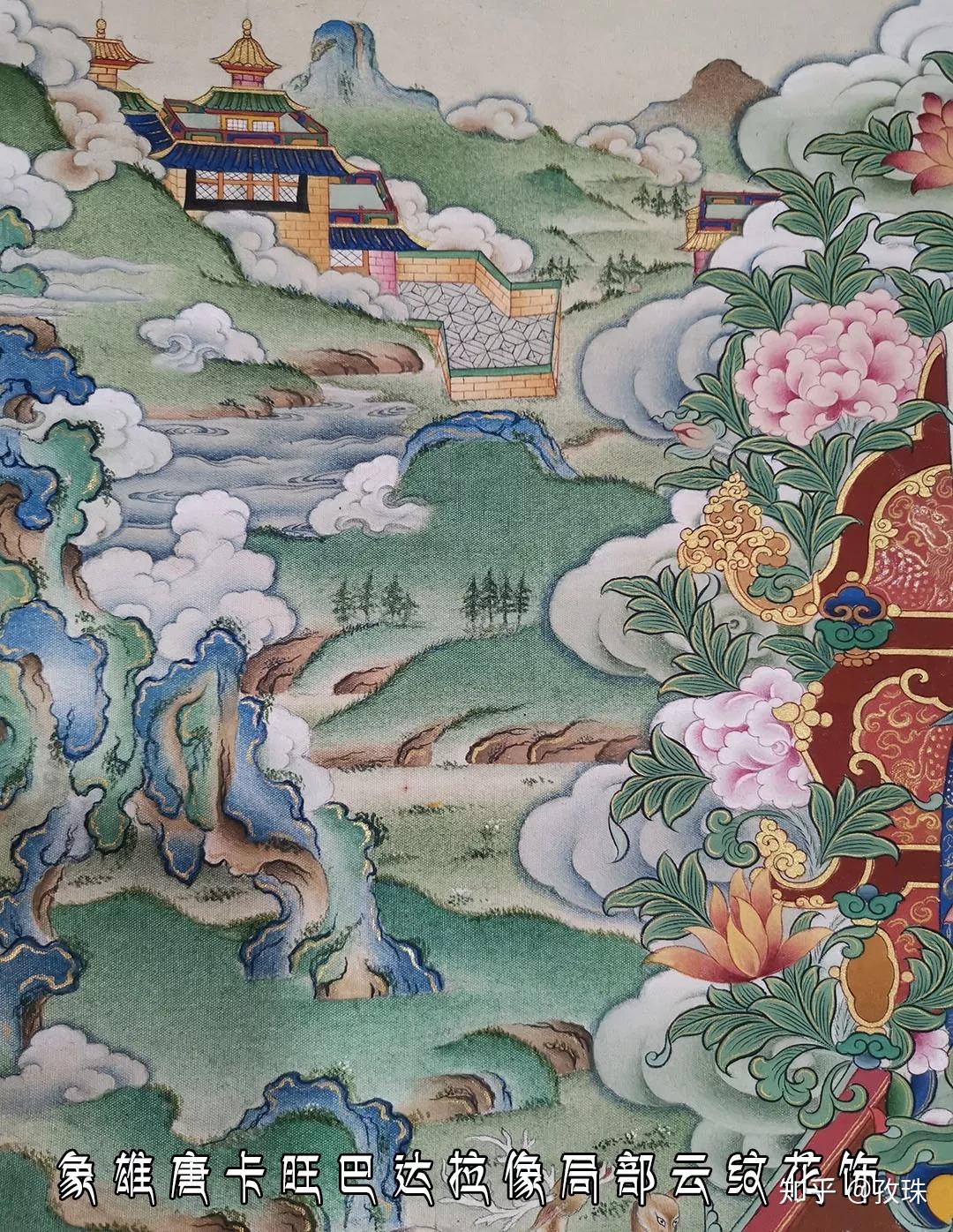 当地象雄唐卡画师,在色彩,线条勾画与火焰,云纹,山峦等装饰造型方面