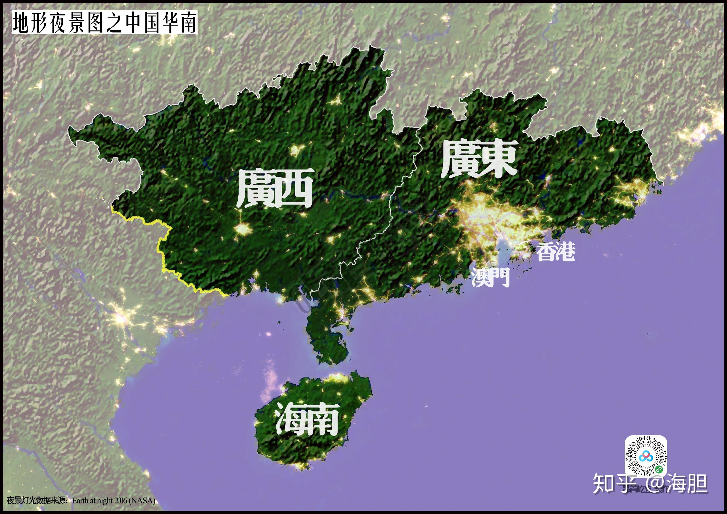 中国各地区的地形夜景图
