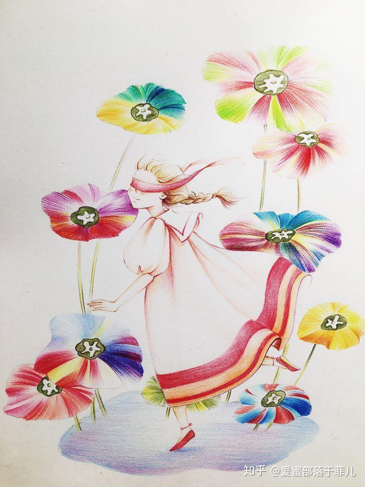 每片花瓣都代表着一个美好的心愿七色花精灵彩铅教程