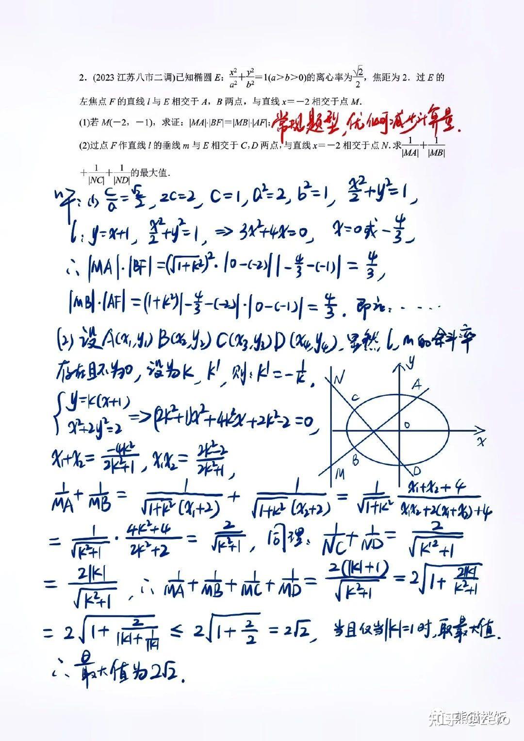十道高质量高考模拟题——圆锥曲线 - 知乎