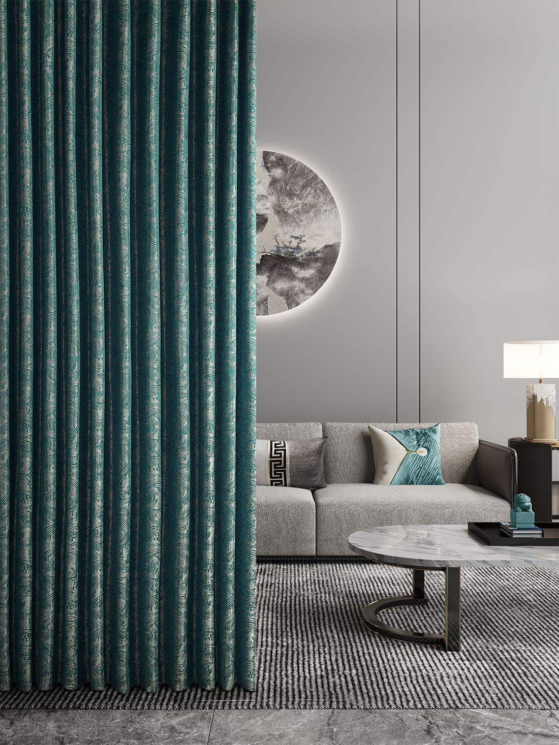 天洋窗帘古境云水月影清松新中式窗帘的梦幻美感与古典风华