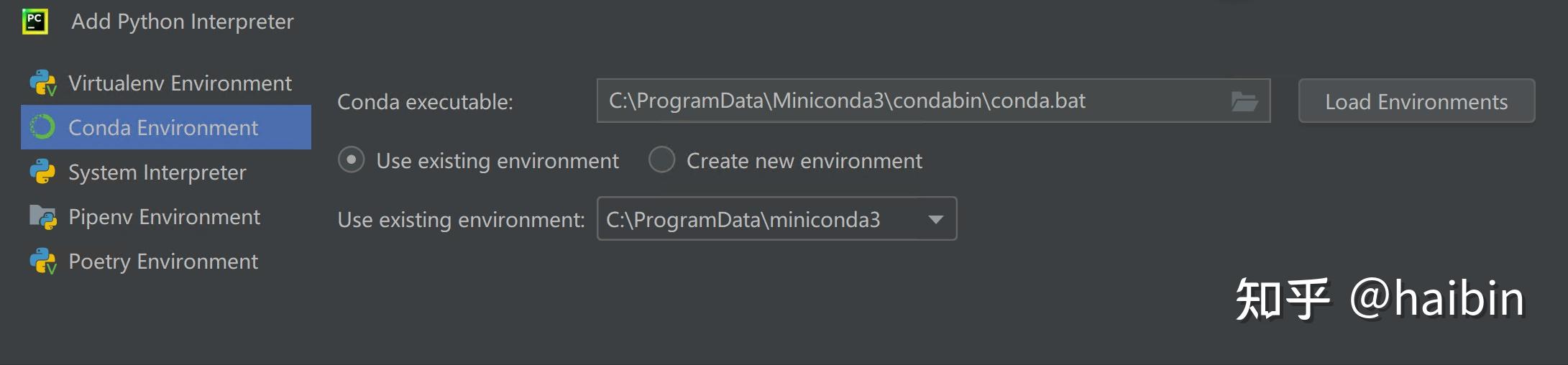 Pycharm conda 