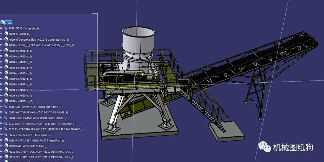 工程机械terex破碎机输送平台3d图纸stp格式