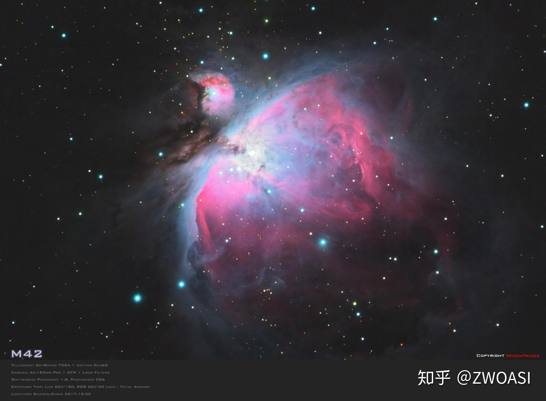 带你认识壮观的m42猎户座大星云zwoasi天文摄影天文学