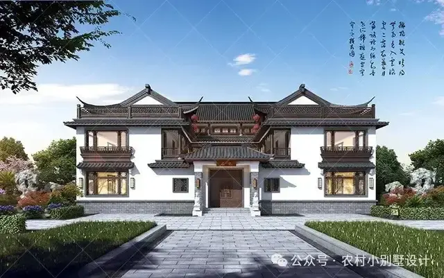 48款二层中式合院别墅,二层新中式四合院农村自建房别墅设计图 - 知乎