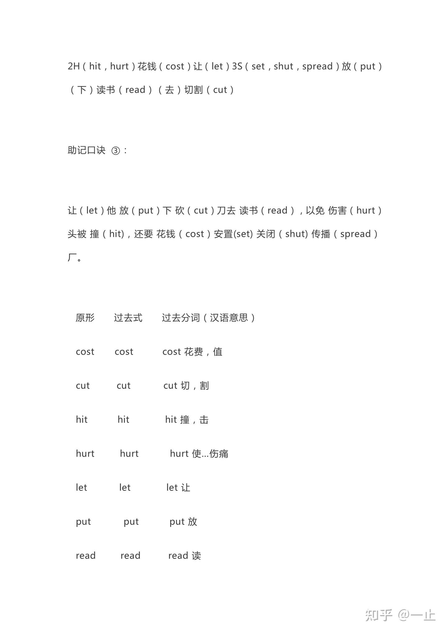 动词过去式和过去分词的不规则变化口诀- 知乎