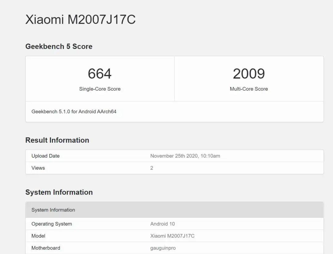 在 geekbench 5 跑分中,该机单核得分 664,多核得分 2009,比起 765 g