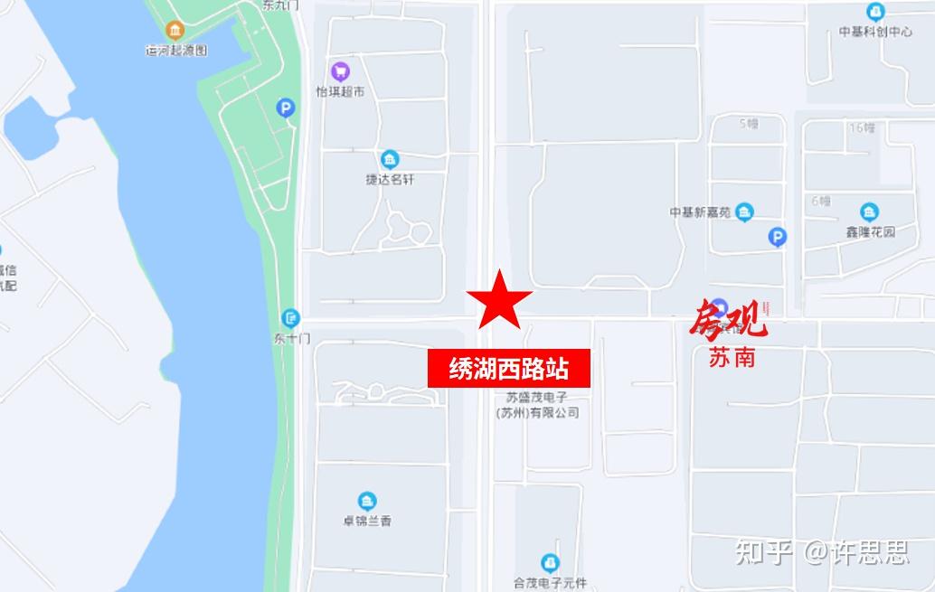 圖片吳江運河公園站,位於運東大道和湖心西路交匯處,周邊住宅很多,不