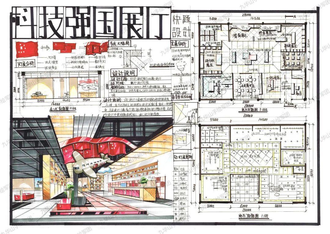 室内设计考研专题 | 展示空间快题设计分析——主题展厅合肥九华山手绘考研环境设计 - 知乎