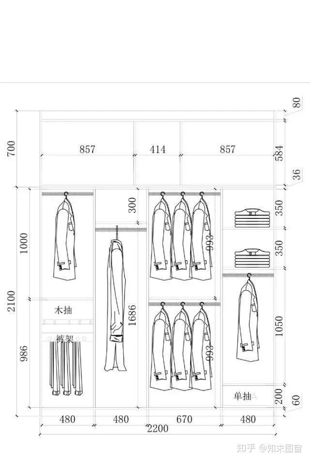 衣柜装修设计尺寸图全是黄金布局尺寸呦
