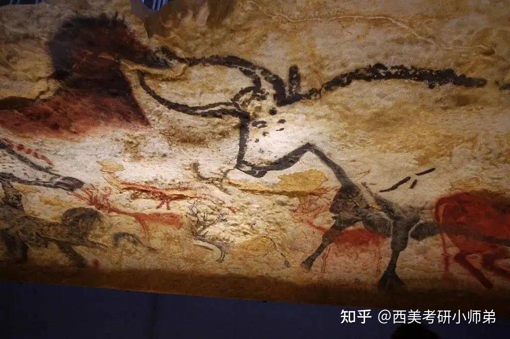 【作品背景】《大公牛》是旧石器时期法国拉斯科洞穴壁画,崇尚巫术的