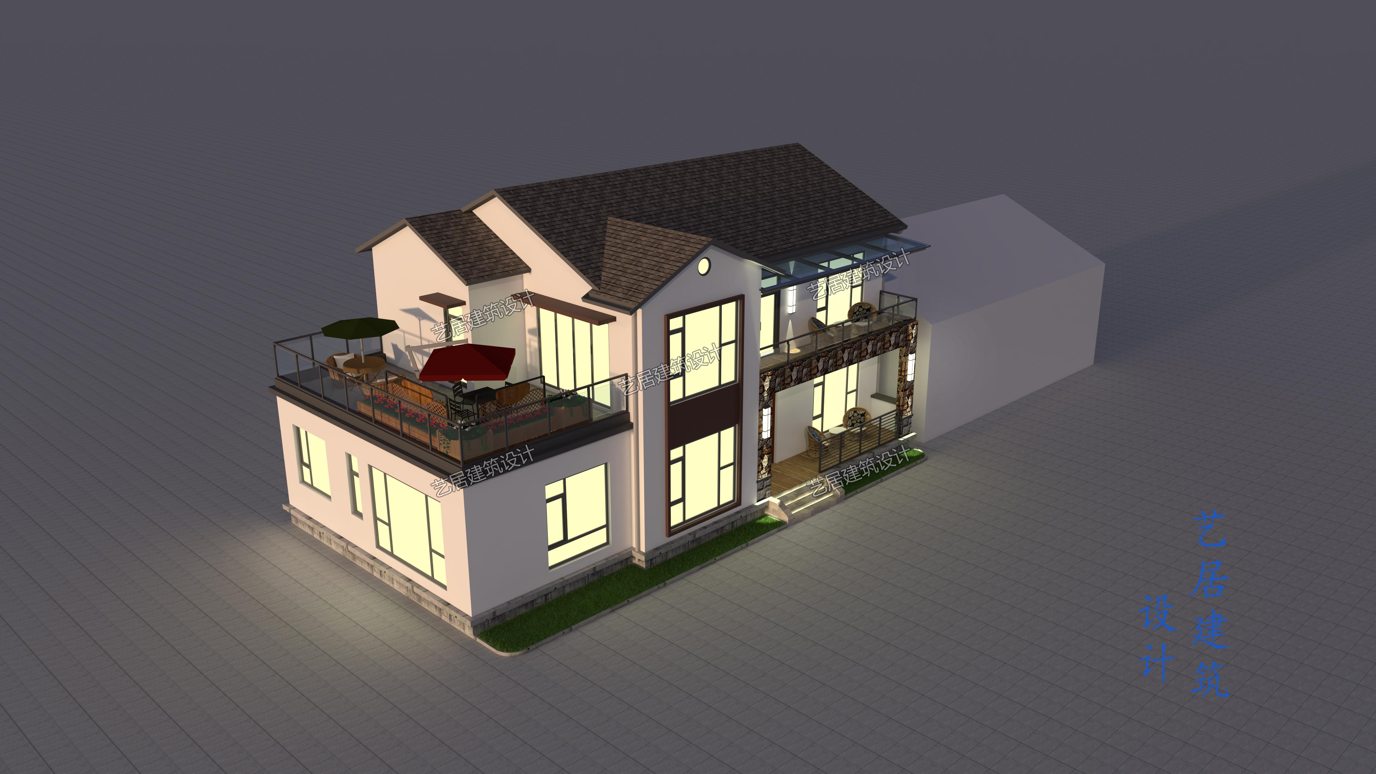 安徽霍山县二层新中式别墅自建房设计