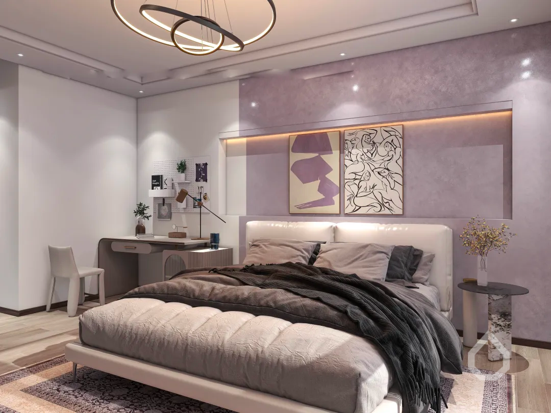 艺术漆背景墙效果,蔻帝给你紫罗兰的梦幻之家