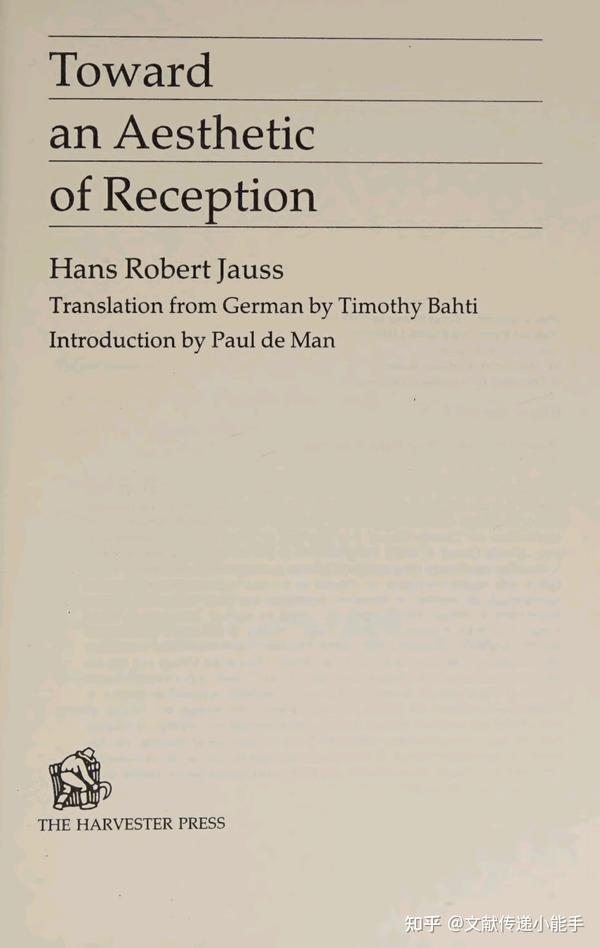 H.R.姚斯,接受美学,英文版,Toward an Aesthetic of Reception by Hans Robert Jauss ...