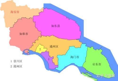 南通行政区划图南通市下辖3区(崇川区,港闸区,通州区),1县(如东县),代