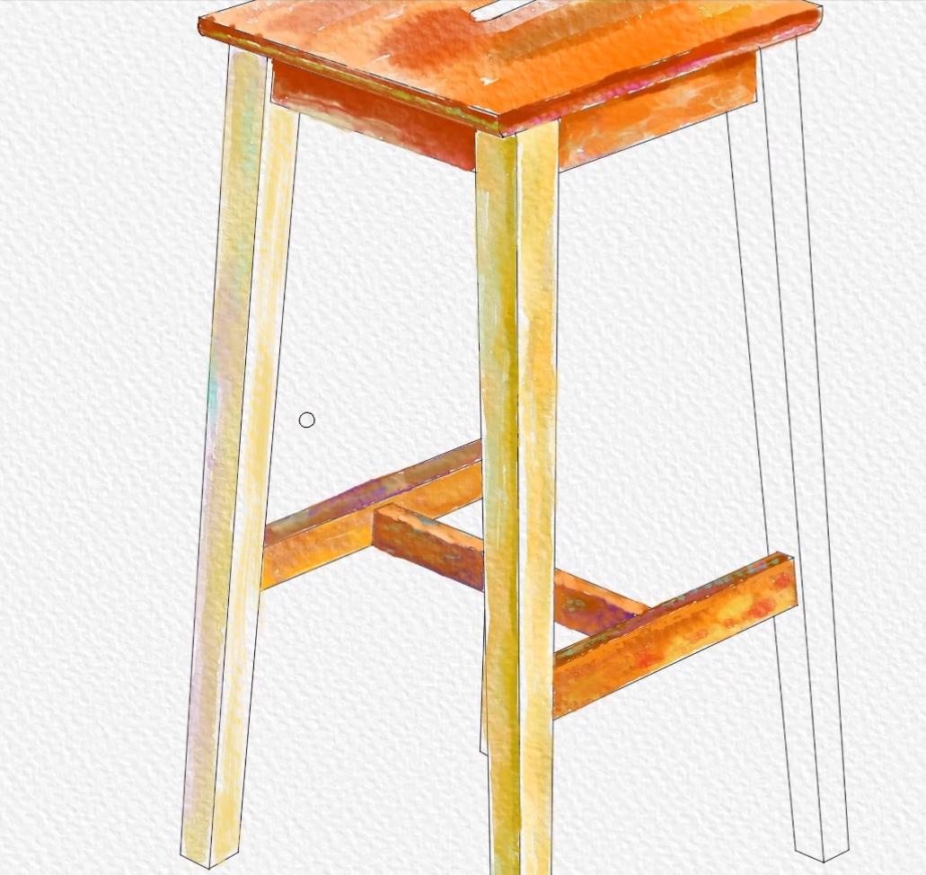 长腿凳子电脑手绘过程