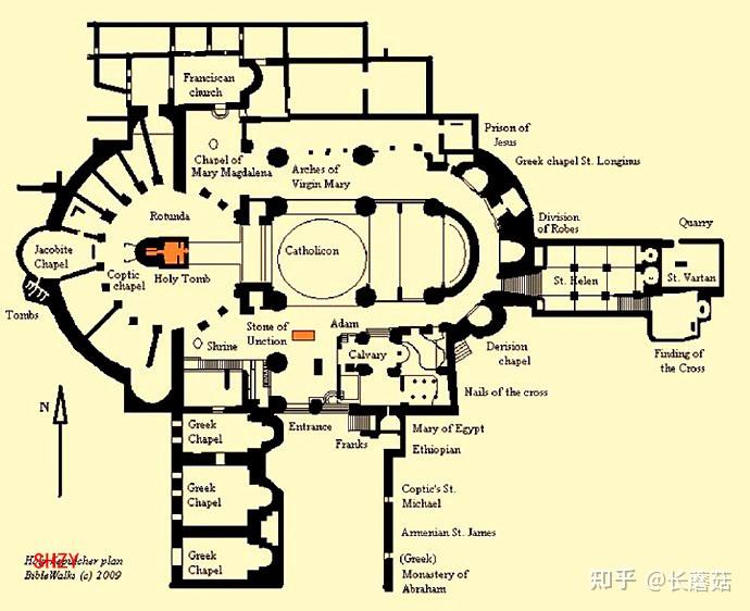 前面那个涂橘红色的小方块就是涂油石,后面那个大的区域是礼拜堂